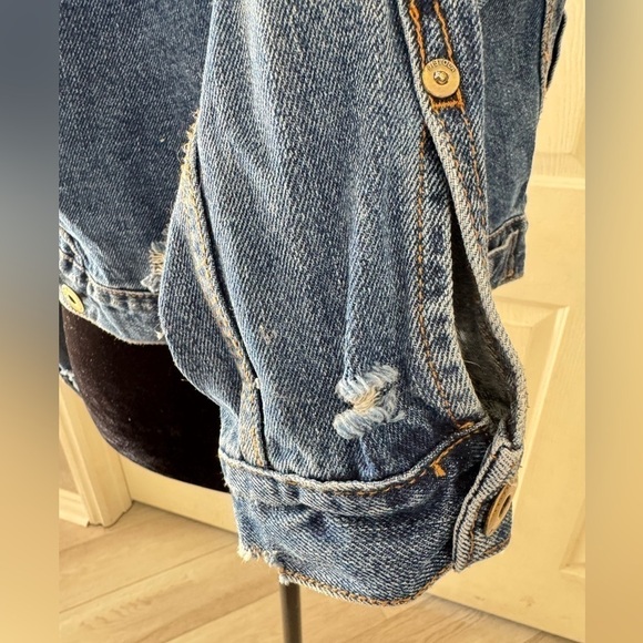 Pistola Size S Denim Jean Jacket Button Down Cotton Pockets Distressed Cropped - Picture 7 of 12